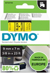 Ruban étiquettes Dymo LabelManager D1 polyester 9mmx7m noir sur jaune