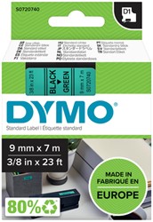 Ruban étiquettes Dymo LabelManager D1 polyester 9mmx7m noir sur vert