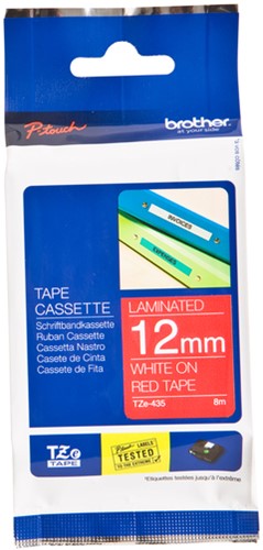Ruban de lettrage Brother P-Touch TZe-435 standard 12mm blanc sur rouge
