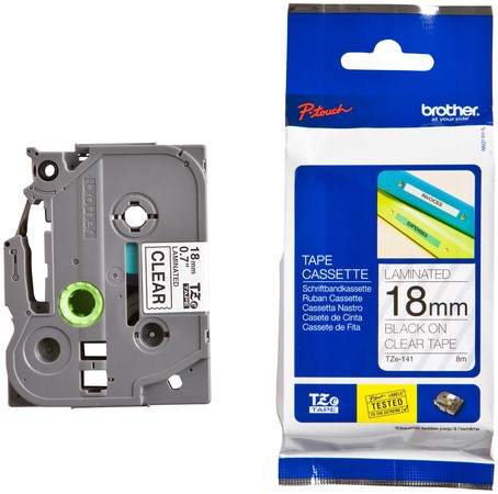 Ruban de lettrage Brother P-Touch TZE-141 standard 18mm noir sur transparent-3