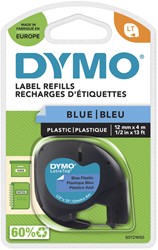 Ruban Dymo LetraTag plastique 12mmx4m noir sur bleu