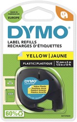 Ruban Dymo LetraTag plastique 12mmx4m noir sur jaune