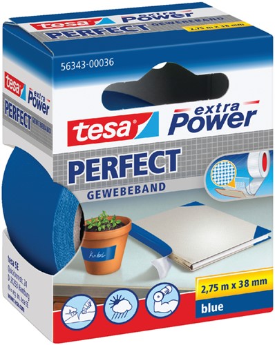 Toile adhésive tesa® extra Power Perfect 2,75mx38mm bleu