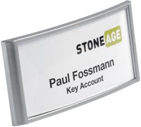 Badge Durable 8540 classic avec aimant 30x65mm gris argenté