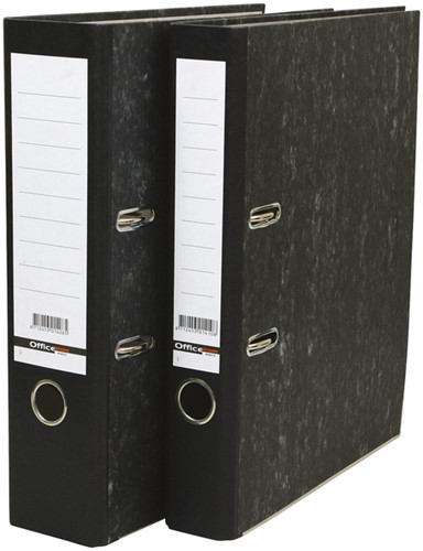 Classeur à levier Qbasic A4 80mm carton noir marbré