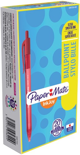 Stylo bille Paper Mate Inkjoy 100RT Medium rouge-2