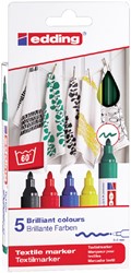 Marqueur Textile edding 4500 ogive 2-3mm couleurs de base assorti 5 pièces