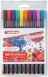 Feutre pinceau edding 1340 assorti étui de 10 pièces