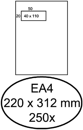 Enveloppe Hermes EA4 220x312mm fenêtre gauche 4x11 AC blanc 250 pièces