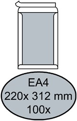 Enveloppe Quantore dos carton EA4 220x312mm autocollant blanc 100 pièces