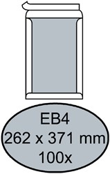 Enveloppe Quantore dos carton EB4 262x371mm autocollant blanc 100pcs