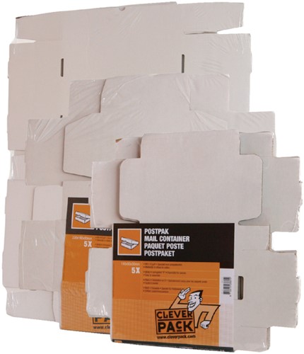 Boîte postale CleverPack carton ondulé 330x300x80mm blanc 5 pièces-2