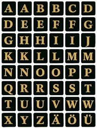 Etiket HERMA 4130 13x13mm letters A-Z zwart op goud