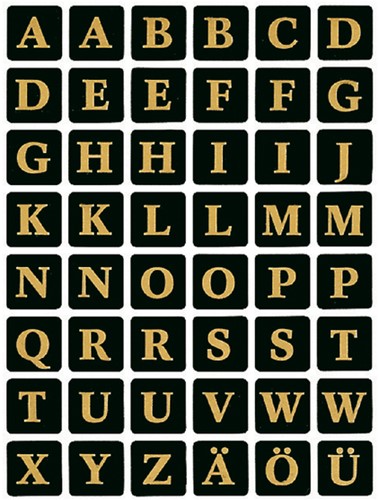 Etiquette HERMA 4130 lettres A-Z or sur noir 13x13mm
