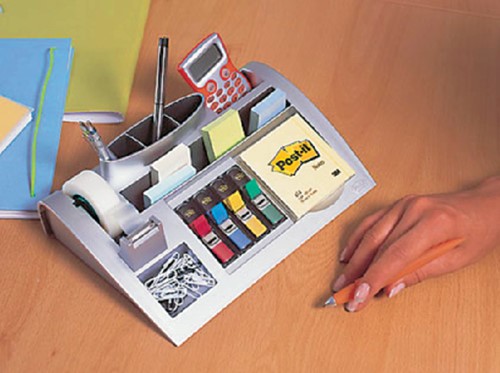 Organiseur de bureau Post-it C50 gris argenté avec contenu-3